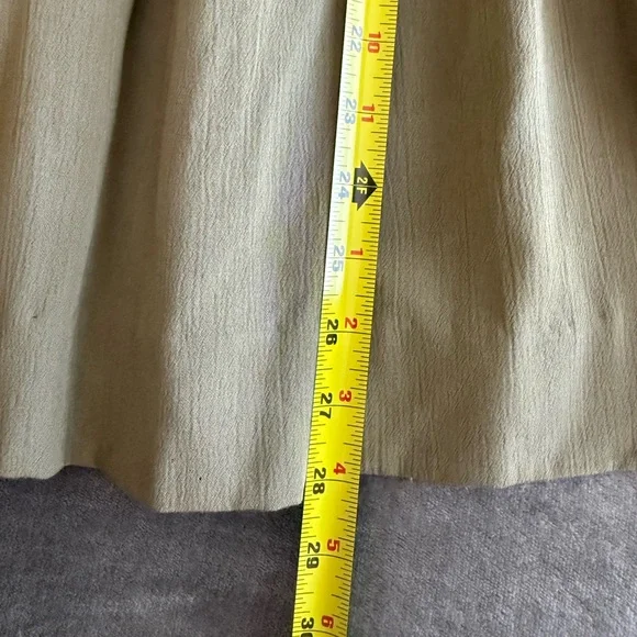 Vintage Belted Pleated Midi Skirt 16 Olive Green Pull On 90's Old Money Academia - Picture 9 of 10